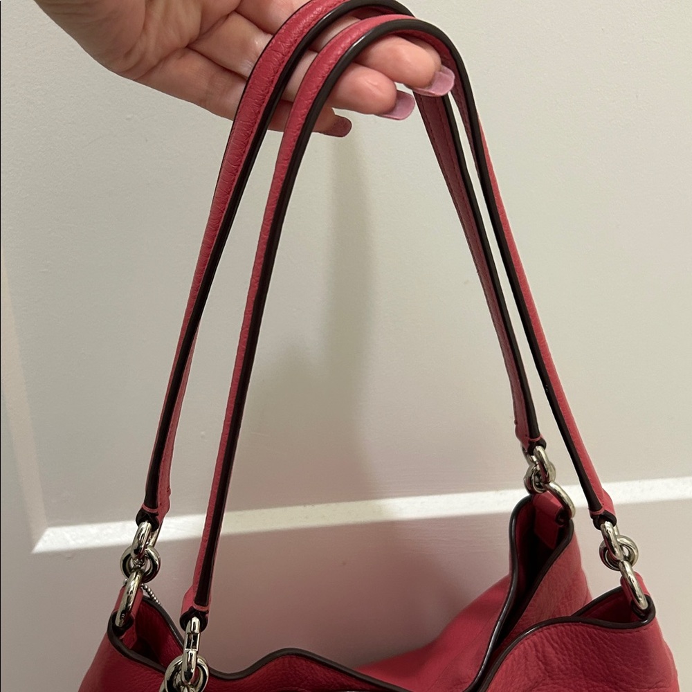Coach Lexy Pebbled Leather Shoulder Bag in Strawberry Pink - Picture 13 of 13